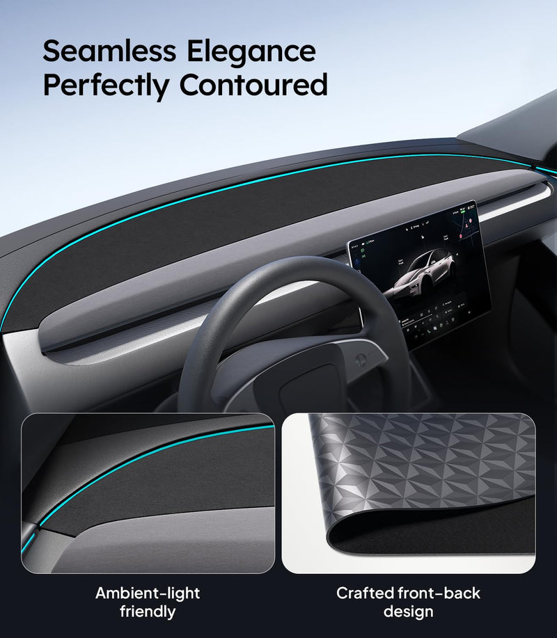 Wigoo 2025 New Model Y Juniper Accessories Dashboard Cover [Anti-Glare and Sun Protection] Suede Dash Mat for New Model Y Juniper(2025-2026), Model Y Juniper Accessories (Black) New Model Y(2025-2026)