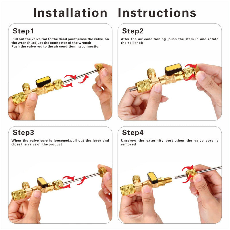 Valve Core Removal Tool Kit, Air Conditioning Line Repair Tools, HVAC Tools,Adapter 5/16 Inches SAE Female to 1/4 Inches SAE Male Flare,Compatible with HVAC R22 R12 R407 R410 R404 R32 R600 A/C