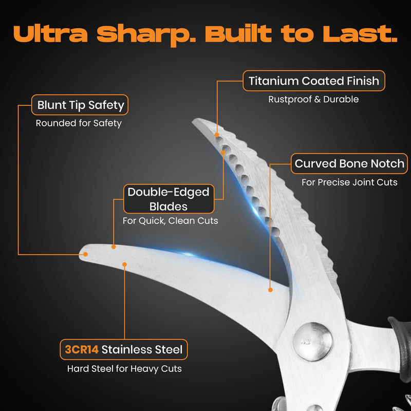 Poultry Shears, Kitchen Scissors for Food With Safety Lock, Kitchen Shears for Food, Meat Scissors, Bone Cutter, Chicken Cutter