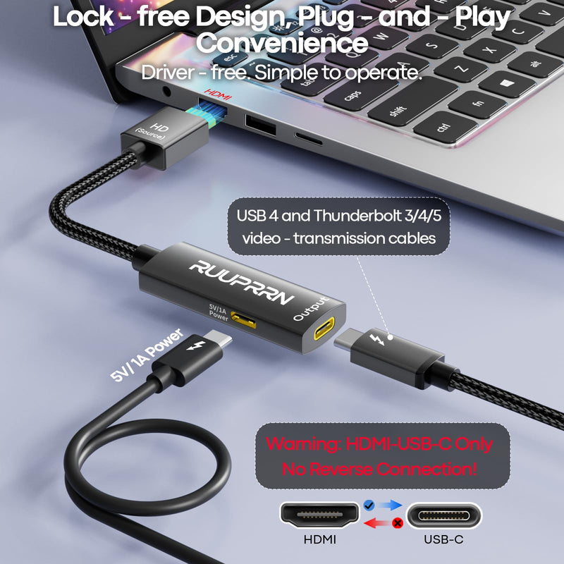 4K60Hz HDMI to USB C Adapter for AR Glasses, Unidirectional Video Converter | HDMI Male Source to USB-C Female display for XREAL One/Air 2 Pro, VITURE Pro, RayNeo Air 4 pro, Switch, Steam Deck,PS4/5,Xbox