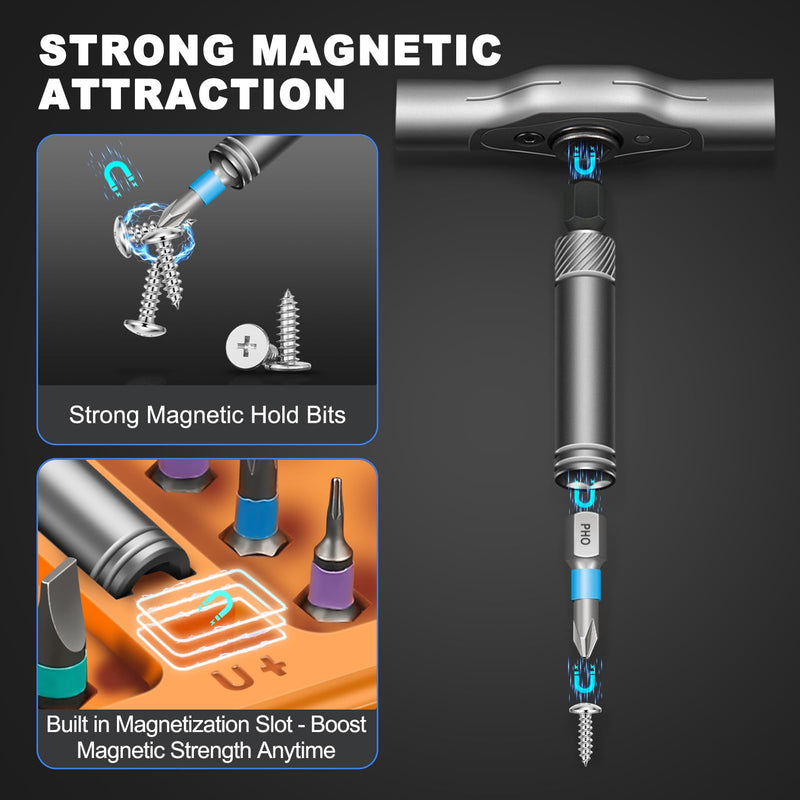42 in 1 Magnetic Ratchet Screwdriver Set with Ratchet Handle, Complete Repair Kit for Furniture Assembly, Electronics, Bicycle Maintenance and DIY 42 in 1 (orange)