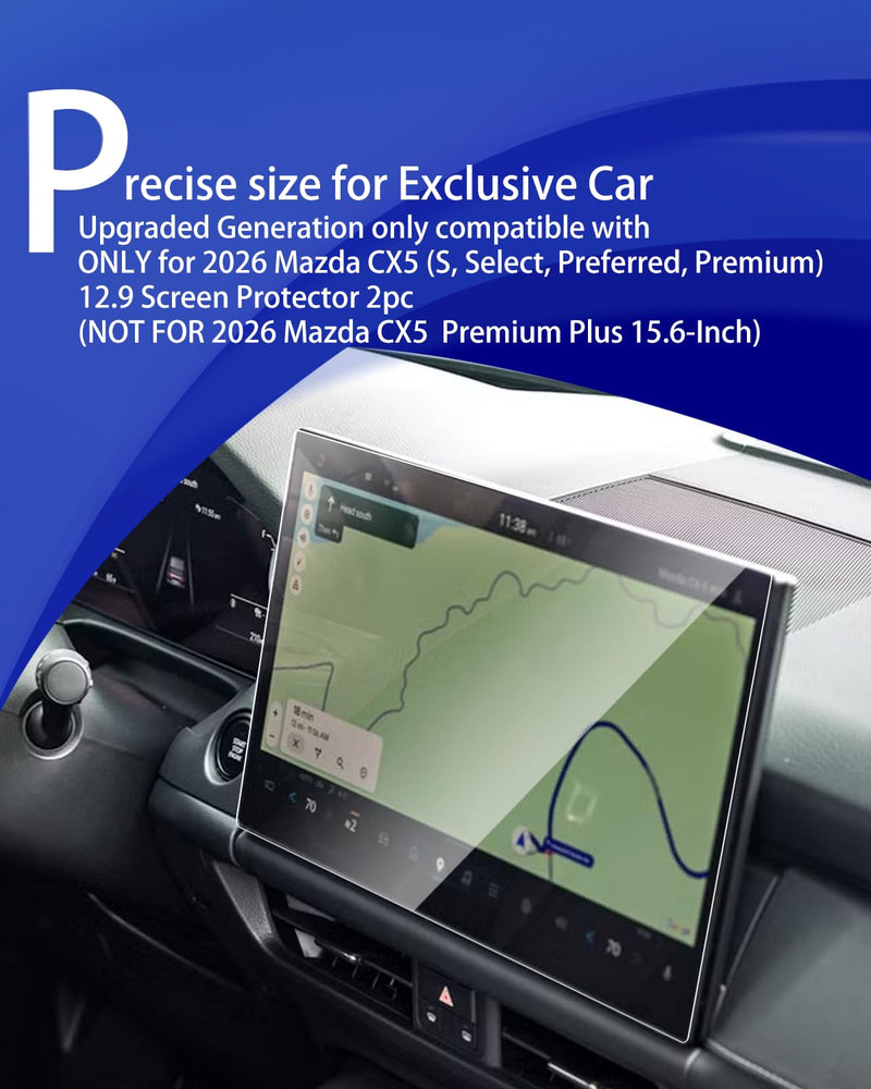 2026 Mazda CX5(S, Select, Preferred, Premium)12.9-Inch Nano Screen Protector for 2026 Mazda CX5 (S, Select, Preferred, Premium) 12.9 Touchscreen Accessories Screen Protector 2pcs(NOT FORPremium Plus 15.6-Inch) cx5 12.9inch