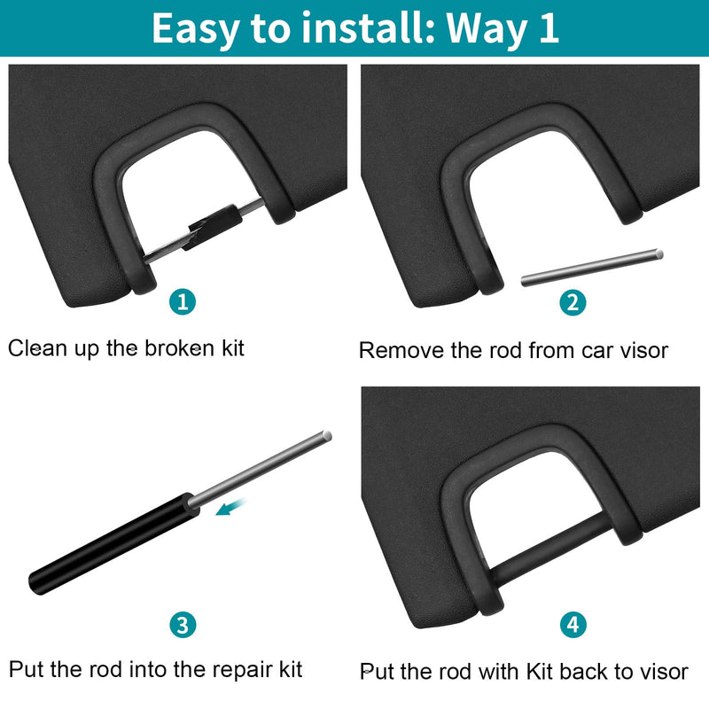 6PCS Sun Visor Repair Kit for Jeep Wrangler JK JKU 2007-2017, Rubber Black Repair Tube for Jeep Wrangler Visors, Driver & Passenger Side Sunvisor