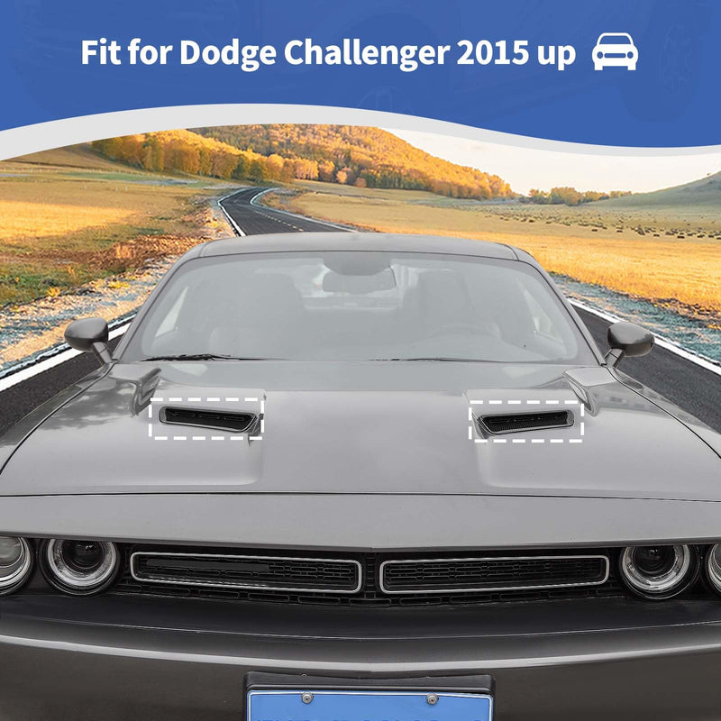 RT-TCZ for Challenger Hood Scoop Insert Vents Cover Trim for Dodge Challenger 2015-2023 Carbon Fiber Exterior Accessories 2pcs