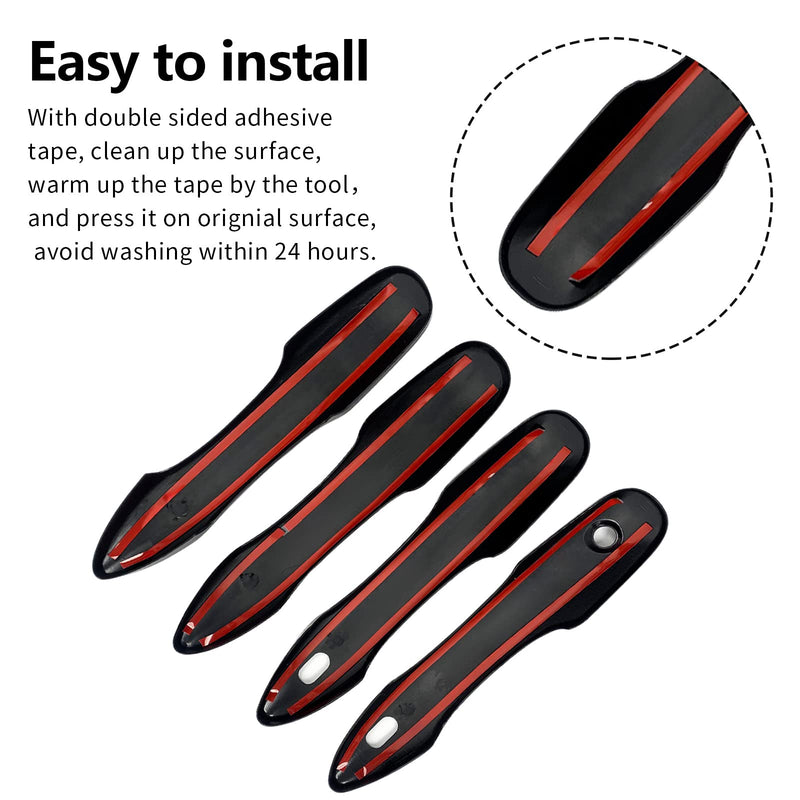  [AUSTRALIA] - Side Door Mirror Cap Cover Trim + 4 Door Handle Cover Trims Smart Compatible with 2018 2019 2021 2022 2023 2024 2025 Toyota Camry Accessories Rearview Mirrors Caps Cover Overlay Glossy Black With Smart Key Holes