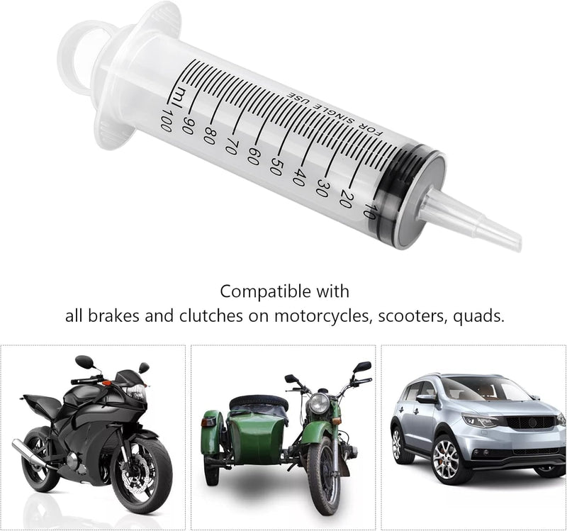 Brake Bleed Kit Fluid Bleeder Pressure Motorcycle Hydraulic Disc Clutches Oil Bleeding Extractor Reverse Bleeder Tool 100ml Syringe 50cm/19.69Inch Hose Universal Motorbike Scooter Maintenance