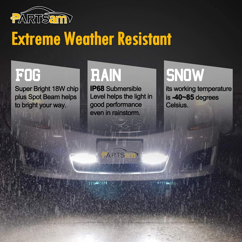 Partsam 6" LED Light Bar White 36W 6500K Super Bright Spot Work Pods Single Row Off Road Driving Fog Boat Light Waterproof SUV ATV 4WD Car Truck Golf Cart 12V 24V IP67 (2pcs) 2