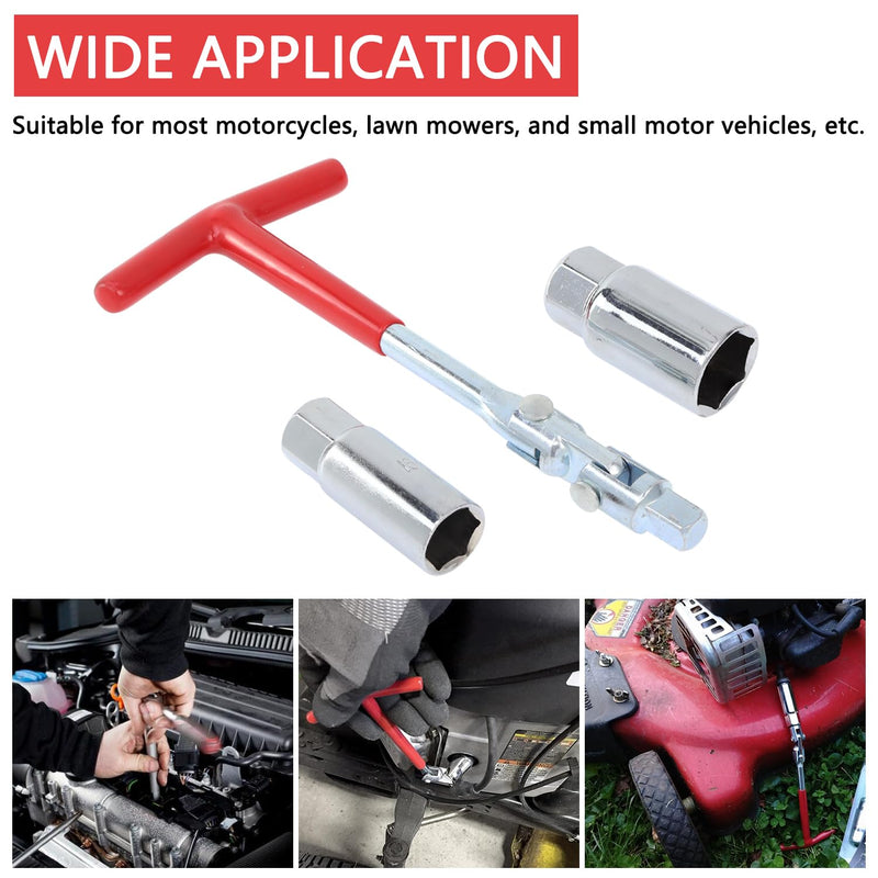 Spark Plug Socket Wrench T-Handle 5/8 Inch (16 mm) and 13/16 Inch (21 mm) Spark Plug Socket Wrench Remover Installer Tool for Motorcycles, Lawn mowers and Small Motor Vehicles, etc