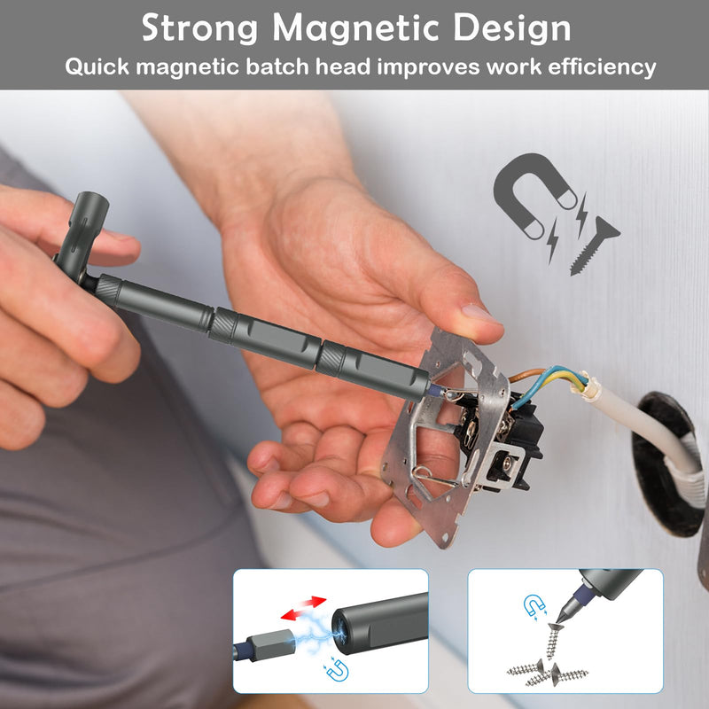 42 in 1 Magnetic Screwdriver Set - Olipiter Ratchet Screwdriver Set with 40 PCS Magnetic Bits, Computer Screwdriver Kit, Ratcheting Screwdriver with Rotatable Ratchet Handle for Funiture Computer Grey