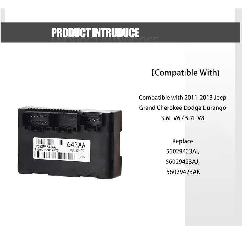 68395643aa Transfer Case Control Module Compatible with 2011-2013 Jeep Grand Cherokee Dodge Durango 3.6L V6 / 5.7L V8 Replace 56029423AI, 56029423AJ, 56029423AK (2011-2013)