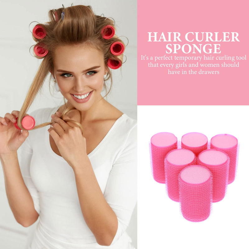 Beaupretty 12pcs Self Grip Hair Rollers Set Sponge Hair Curler Adhesive Hairstyling Roller Professional Hairdressing Tools for Women Home Salon (Rosy） Picture 1