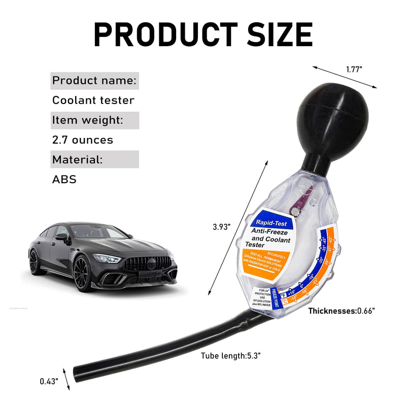 Coolant Tester Accessory, Automotive Professional Antifreeze Densitometer Freezing Testing Tool, Universal Coolant Hydrometer Tester for Winter and Summer, Car Accessories