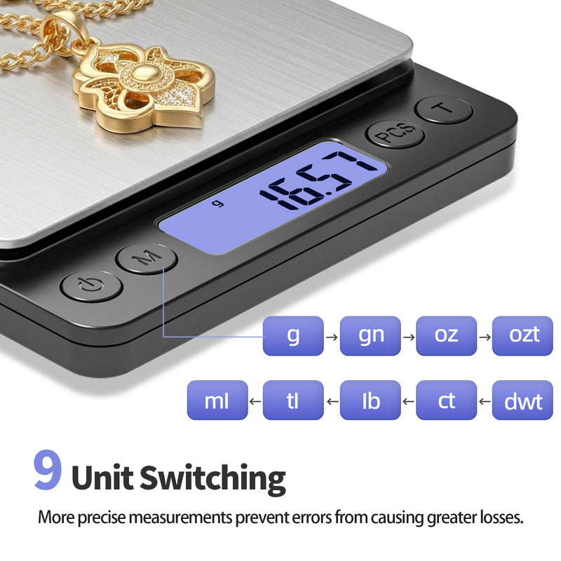 SKEAP Coin Scale to Weigh Coins, 1kg/0.01g High Accuracy Gram Scale for Coin Collectors, Gold and Jewelry, with USB Charging, LCD Display, PCS Counting, Includes Charging Cable and AAA Batteries Black,1kg /0.01g