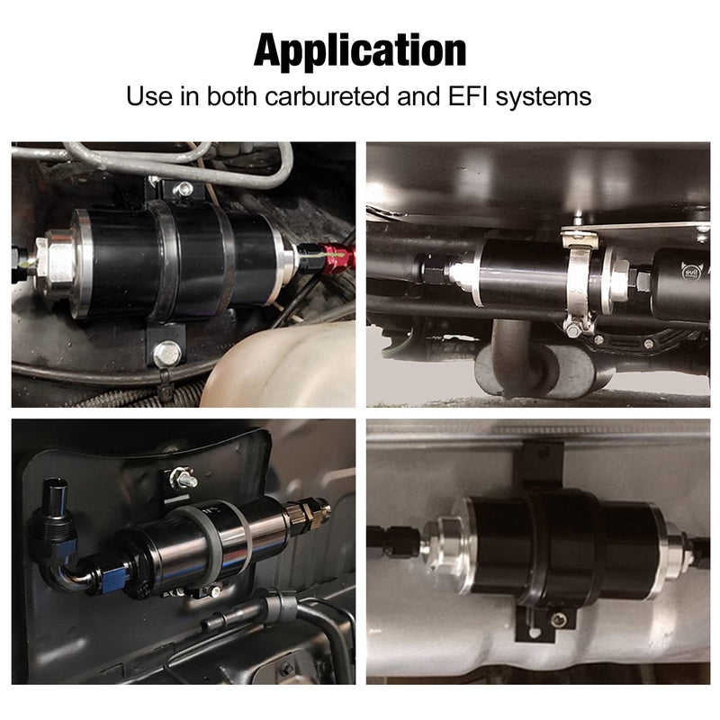 EVIL ENERGY Inline Fuel Filter 100 Micron with 6AN 8AN 10AN Adapter&Bracket Clamp 50MM Universal
