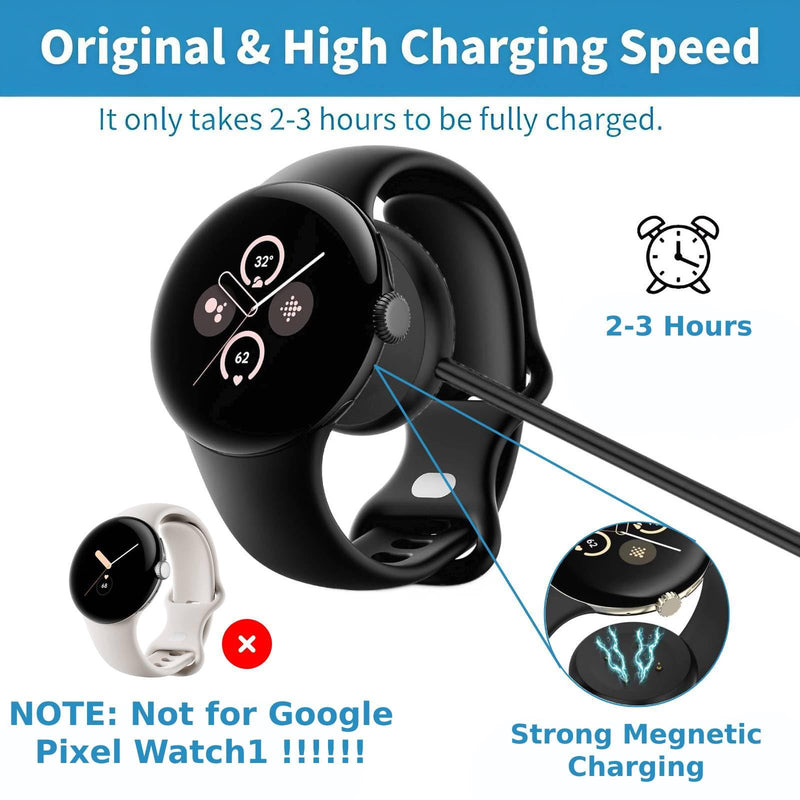 [2-Pack] Charger for Google Pixel Watch 2 & Fitbit Sense/Versa, Black USB C Magnetic Charging Cable for Pixel Watch 2 & Fitbit Sense/Sense 2/Versa 3/Versa 4 (3.3Ft, 4 Pin )(Not for Pixel Watch 1)