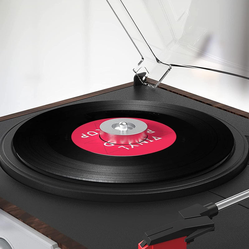 45 RPM Adapter, for 7 Inch Vinyl Record Players and Technics Turntables, Solid Aluminum Dome 45 Adapter Silver