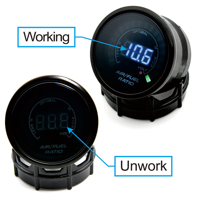 ARTILAURA 2-1/16" 52mm Air/Fuel Ratio Gauge LED Digital Display with Narrowband O2 Oxygen Sensor Car Gauge for 12V Car