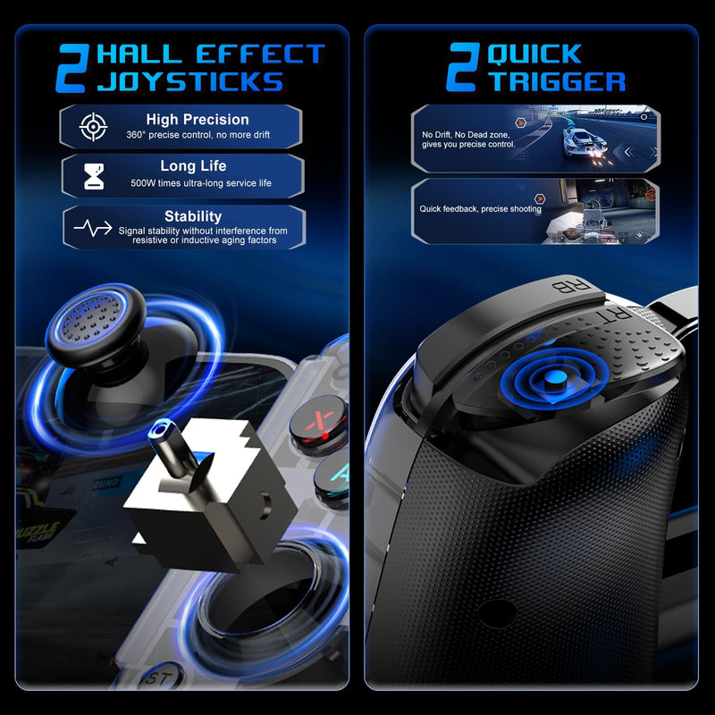 Mobile Gaming Controller for Android & ALL iPhone Series (Support USB-C & Wireless Connect) Phone Gamepad with Hall Effect Joystick, Turbo, Support Streaming, Cloud Gaming, Simulator, Plug & Play Black