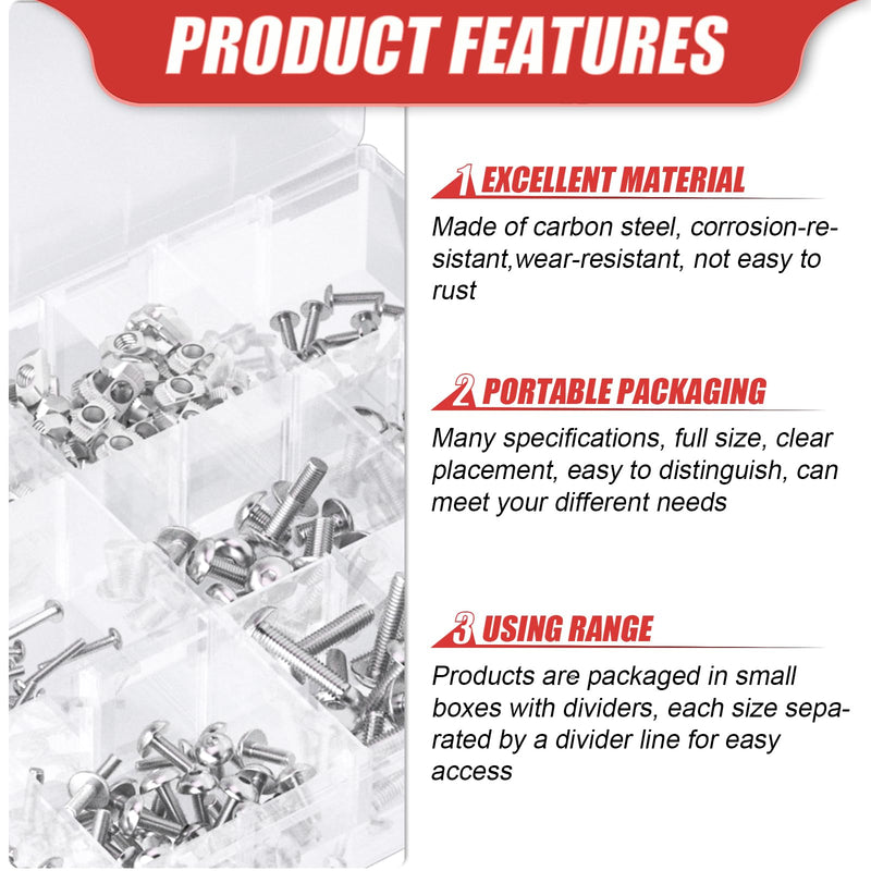 600pcs M3 M4 M5 Thread Sliding T-Nuts Assortment Kit, Hammer Nut with Hex Button Head Screws for Profile Groove