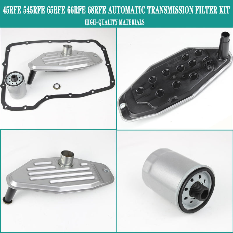 45RFE 545RFE 65RFE 66RFE 68RFE Automatic Transmission 4WD 4X4 Filter Kit Compatible with 1999-UP Chrysler Aspen Dodge Dakota Durango Ram Jeep Commander Grand Cherokee Replaces# 5013470-AA