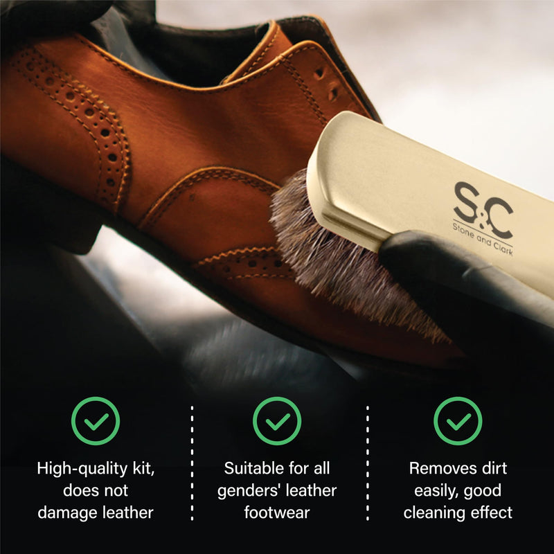 Stone and Clark Original Shoe Polish & Care Kit - Leather Shoe Shine Kit for Men & Women Dark Brown