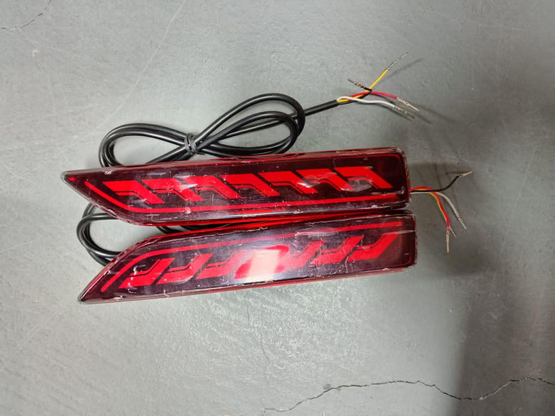 LED Rear Bumper Reflectors Fog Brake Tail Light Lamps Compatible with Honda CRV CR-V 2007-2009, Replace Stock Reflector Trim OEM 33505SWA A01 33555SWA A01 (Red) Red