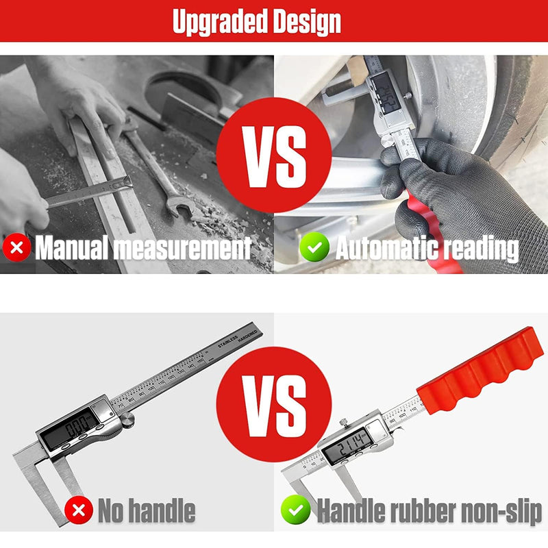 Disc Brake Rotor Micrometer, 6 Inch Brake Rotor Caliper Measuring Tool of Inch and Millimeter Conversion Stainless Steel Electronic Vernier Caliper Auto-Off Feature Electronic Gauge with LCD Screen