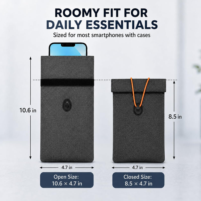 Faraday Bags for Phones 2 Pack, Phone & Key Fob Signal Blocking Pouch | GPS WiFi Cellular Bluetooth RFID, Oxford Fabric, Fits Most Smartphones