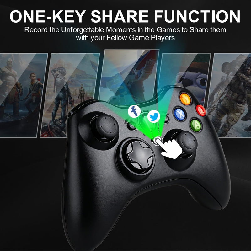 ZHCWM Wireless Xbox Controller for Xbox One, Series X|S, PC,Black | wireless gamepad compatible with Xbox One, Series X|S, and Windows PC. Ergonomic grip, dual vibration , No 3.5mm audio jack