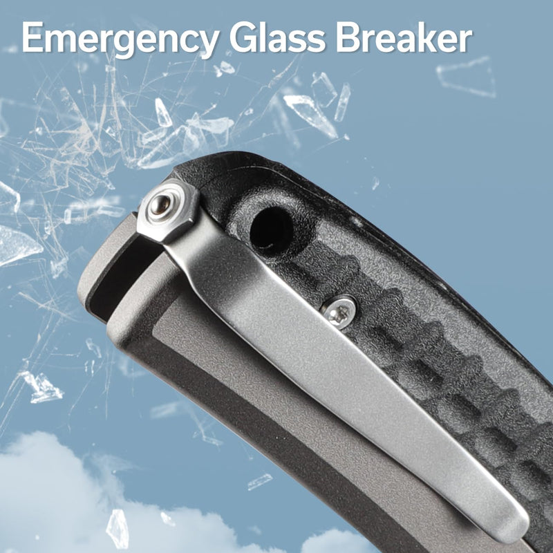 CIVIVI Sentinel Strike Pocket Knife with Glass Breaker, Utility Folding Knife for Outdoor EDC, 3.7" Reverse Tanto Blade, Aircraft Grade Aluminum Handle with FRN Integral Spacer C22025B-2 Gray
