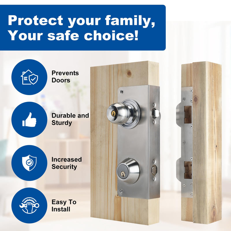 U 10539 Door Reinforcement Plate for 1-3/4" Thick Doors and Includes The U 10385 Door Strike Plate. (Silver) Silver