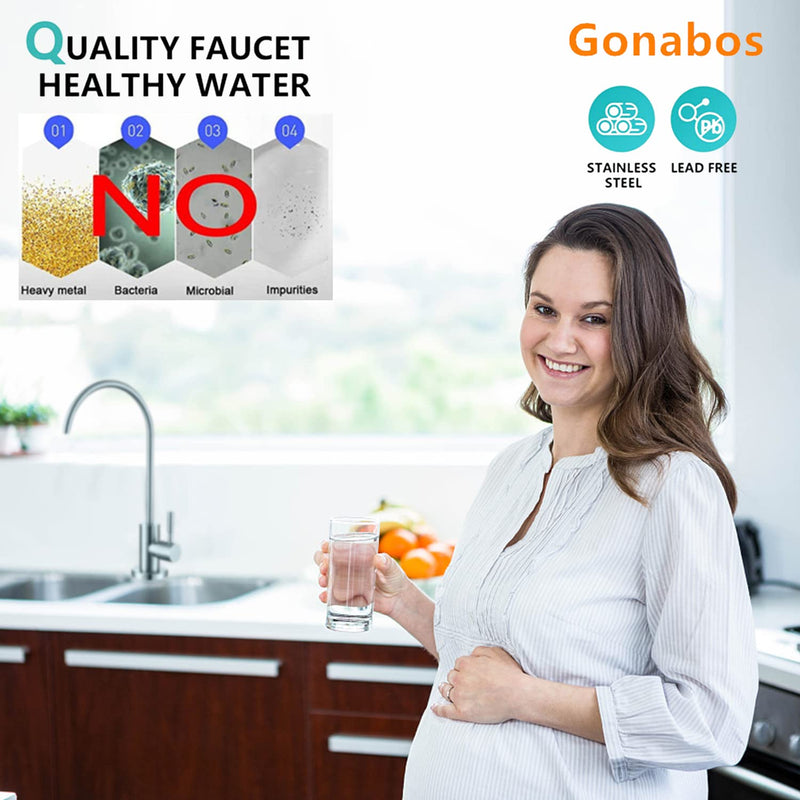 Drinking Water Faucet for Kitchen,100% Lead-Free Reverse Osmosis Faucets,Stainless Steel Kitchen Filtered Water Faucets,Brushed Nickel RO Faucet with Longer Thread Pipe Standard