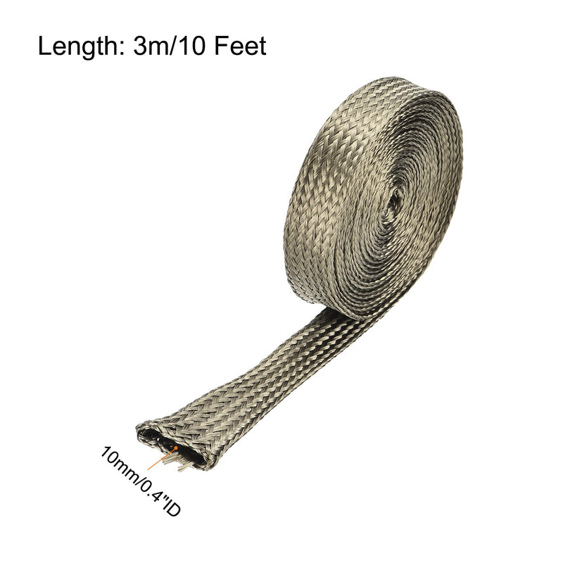 MECCANIXITY Heat Shield Sleeve, 3/8" ID 10 Feet Heat Sleeve Automotive Wire Heat Shield Fuel Line Heat Shield Sleeve Heat Sleeve Heat Wrap 800 Degree for Wires, Titanium Color 0.4" ID 10 Feet