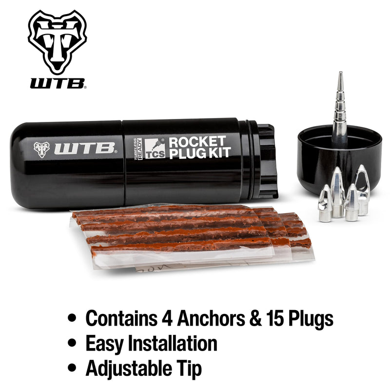 WTB Rocket Bike Tire Repair Kit - Easy Tire Plug Kit for Tubeless Mountain & Gravel Bike Tires. Includes 15 Plugs & 4 Reusable Anchors