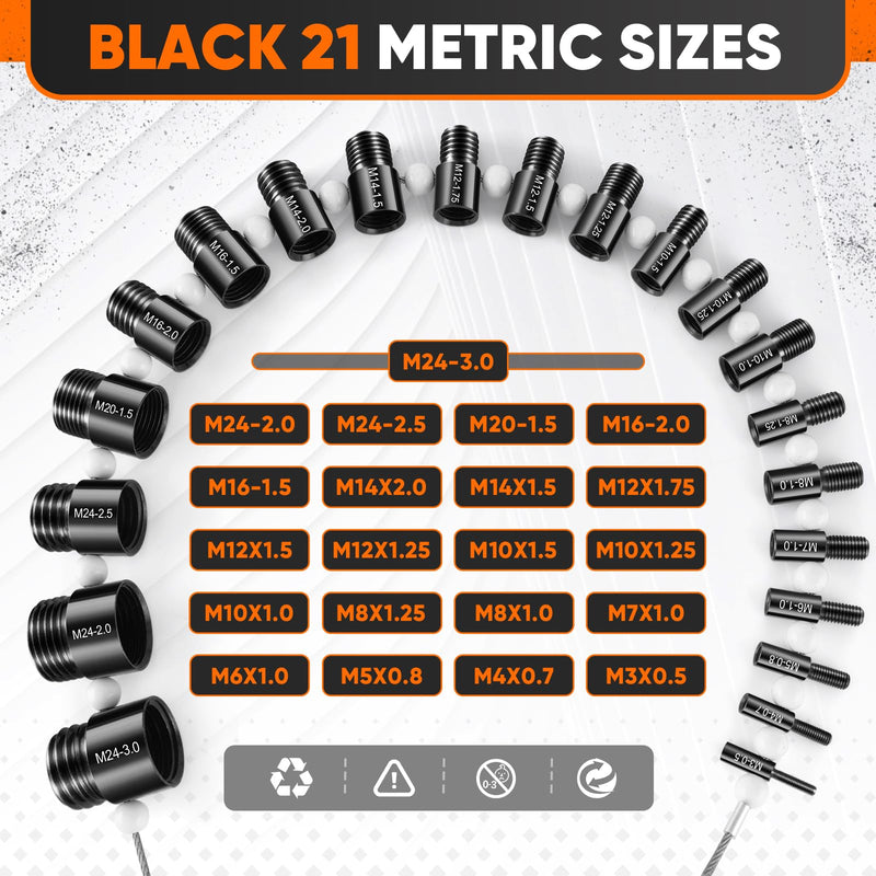 ASDFGHT Nut and Bolt Thread Checker - (44 Gauges) High-Speed Steel Bolt and Nut Identifier Gauge - SAE and Metric Nut Bolt Size Gauge - Nut and Bolt Measurement Tool with Engraved Identification Black & White 44 specifications