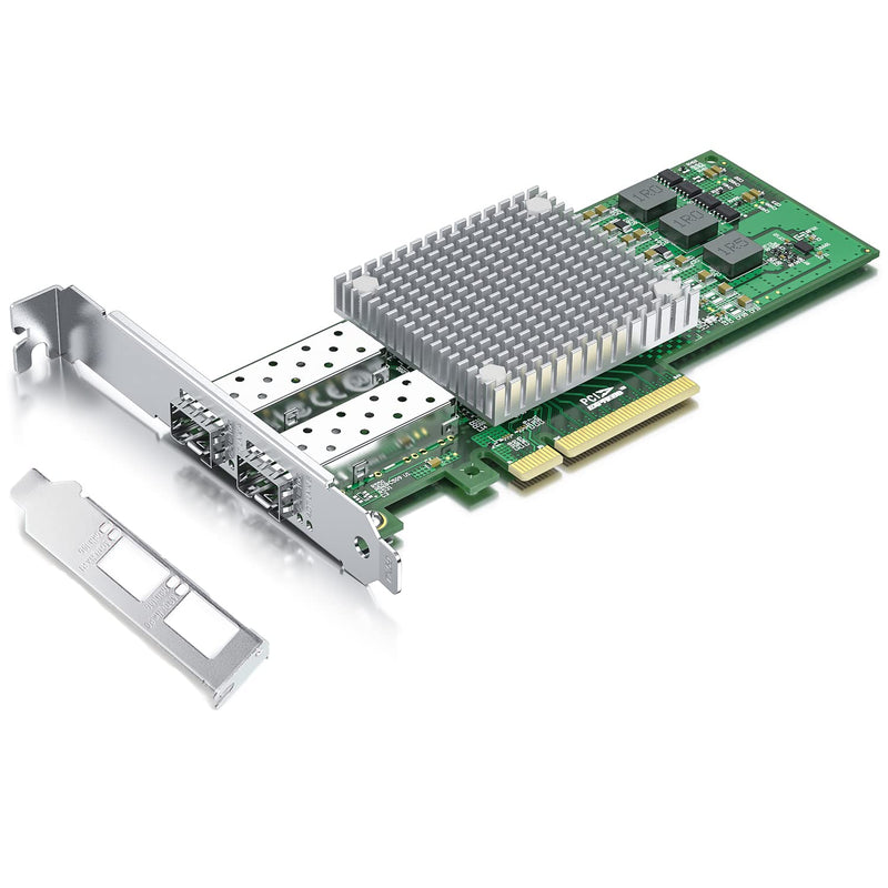 10Gb SFP+ PCI-E Network Card with 2m 10G DAC, Dual SFP+ Ports NIC Compare to Broadcom BCM57810S, PCI Express X8, Support Windows Server/Linux/VMware