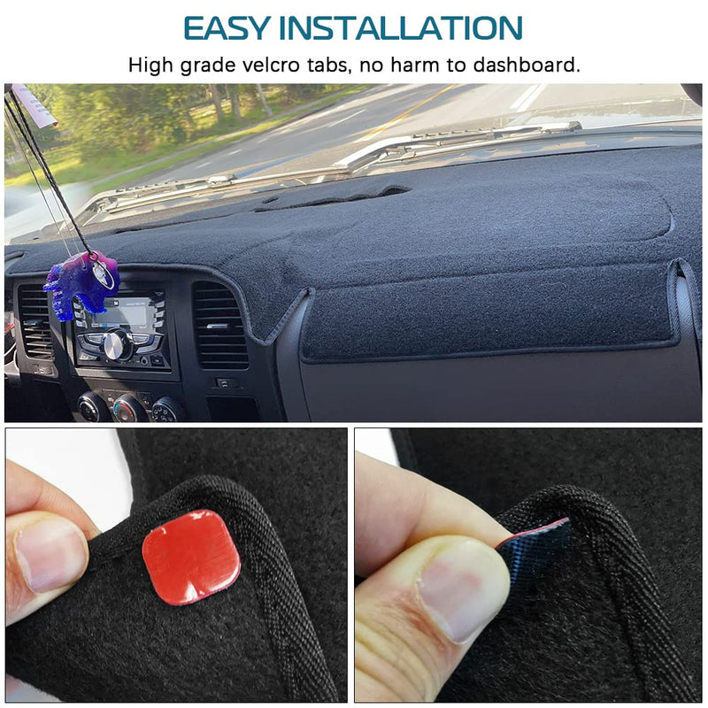 KEDAKEJI Black Dash Cover Fit Compatible with 2007-2014 Chevy Tahoe, Avalanche, Suburban, GMC Yukon/Yukon XL, Sierra & Silverado LTZ, Dashboard Cover Carpet 2007-2014 Chevy and GMC