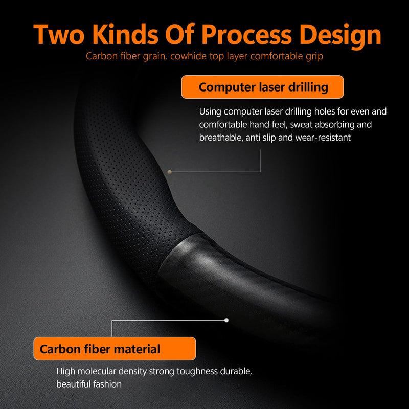 1 Pack Car Breathable Steering Wheel Cover, Wear -Resistant Steering Wheel Sleeve, Carbon Fiber Non-Slip Steering Wheel Protector, Four Seasons Universal Steering Wheel Set (Black #D -Shaped) D -Shaped Carbon Fiber Black