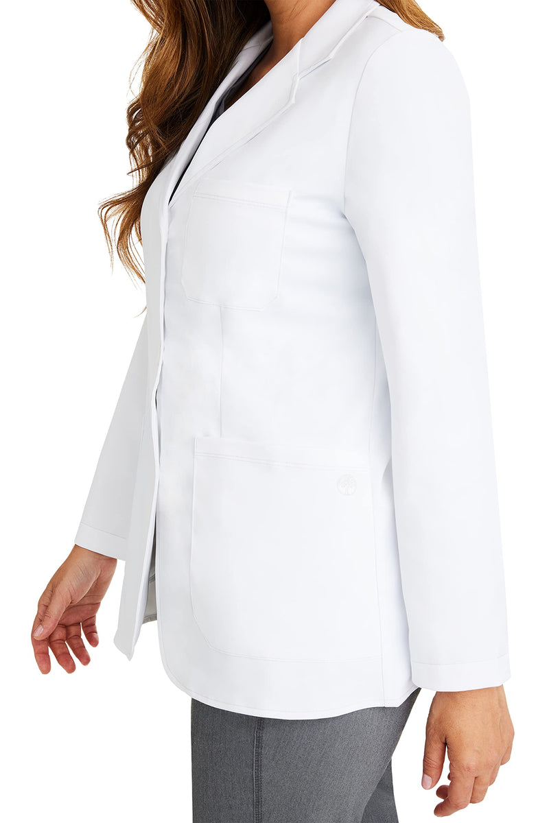 Healing Hands Women's Lab Coat with 4 Pockets, Moisture Wicking & 2-Way Stretch Fabric, Button Front Consultation Coat 5160 Standard Size 29" Medium White
