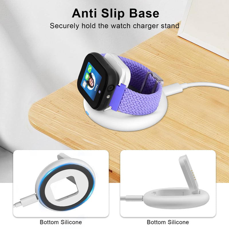 Foldable Magnetic Charging Dock Compatible for Sync UP Kids Watch 2 Charger | Portable & Safe Charger with 3.3 FT C Cable for TMobile Sync UP Kids Watch 2, Replacement Charging Stand(Not for SyncUP 1) White for Sync UP Watch 2