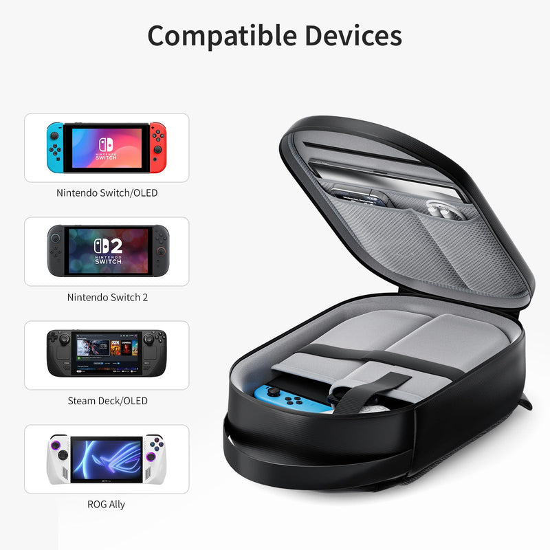 annapro Carrying Case for Switch 2 (2025)/Switch/Steam Deck/Steam Deck OLED/Playstation Portal, Protective Hard Shell Travel Case for AC Adapter, Docking Station, Console and Game Accessories