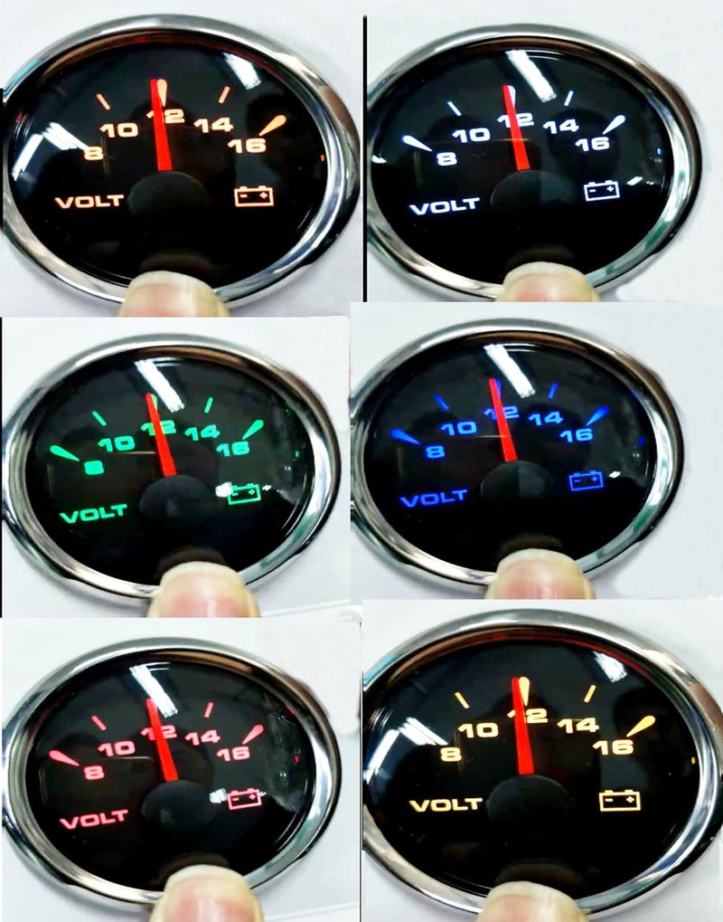 SAMDO 7 Backlight 52mm Universal Digital Voltmeter Gauge Volt Meter 8-16V for Boat Yacht Auto Motor Home Truck White