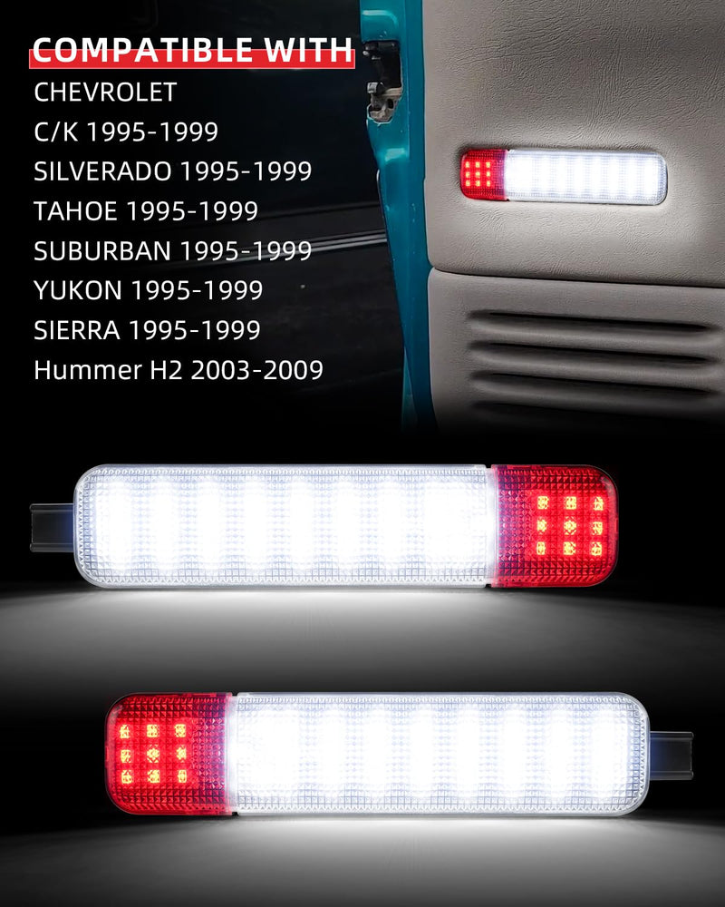 4PCS LED Interior Door Panel Lights Courtesy Light Compatible with 1995-1999 Chevy C/K Silverado Sierra Yukon Door Reflector Light Intended for Hummer H2 2003-2009 4PCS-white+red