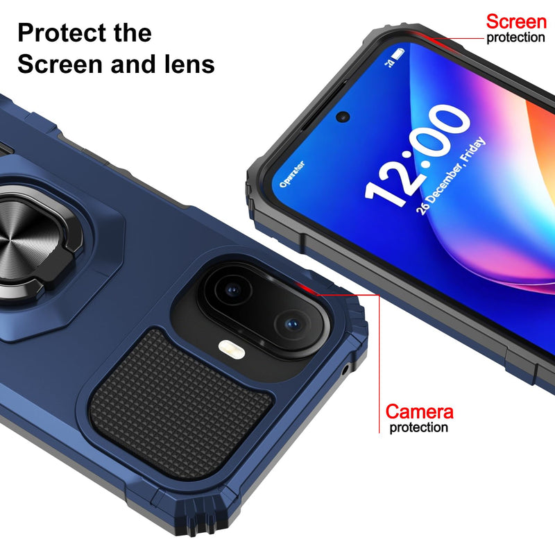 for TCL NXTPAPER 70 Pro Phone Case with Tempered Glass Screen Protector,Military Grade Heavy Duty Shockproof Protective Cover,with Ring Kickstand (Blue) Blue for TCL NXTPAPER 70 Pro