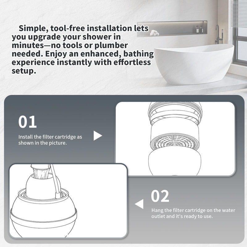 Replacement Filter Compatible with Crystal Quest Bathtub Faucet, 2 Packs | Compatible with Crystal Quest Filter System, For Bathtub Faucet, Reduces Chlorine, Reduces Sediments