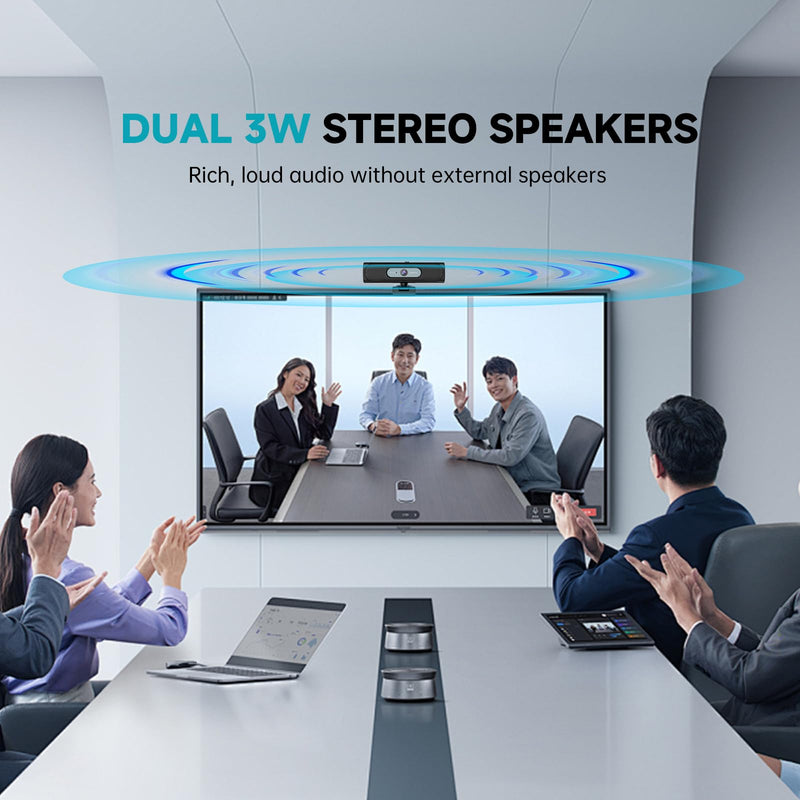 G55 2K Webcam with Dual Speakers & Microphone for PC Laptop | USB Computer Camera, 120° FOV, Remote Control, Plug & Play Streaming Camera, works with Zoom/Teams/Switch 2/Mac