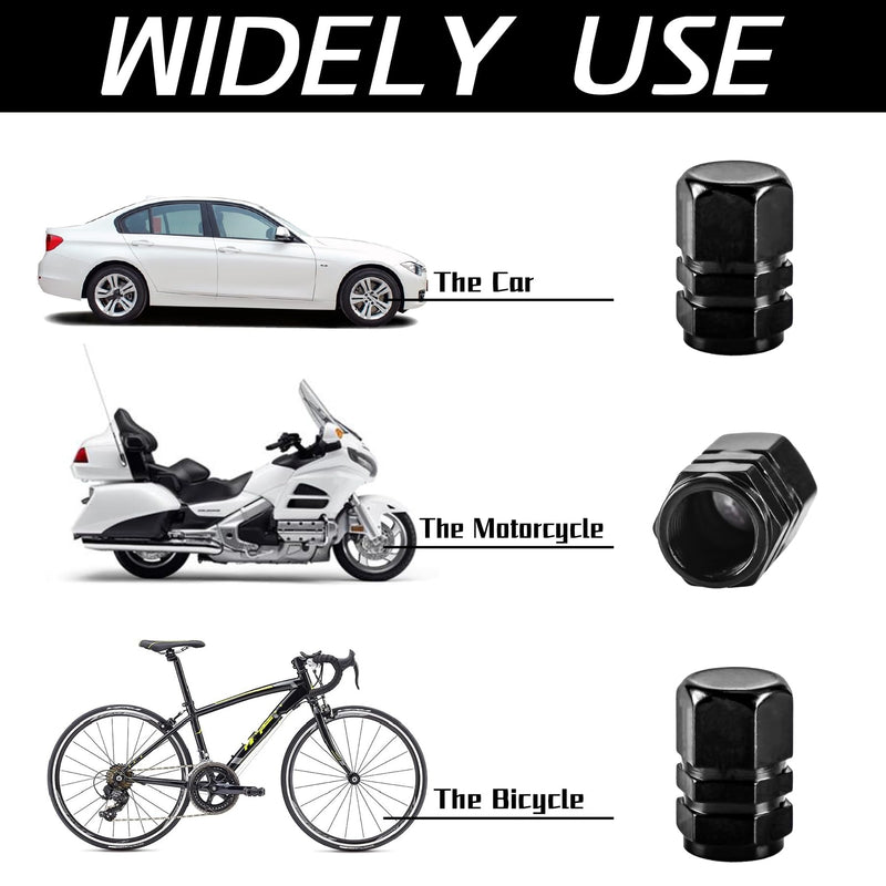 JUSTTOP Car Tire Valve Stem Caps, 12pcs Air Caps Cover, Universal for Cars, SUVs, Bike, Trucks and Motorcycles-Black Black