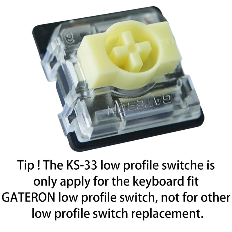 GATERON KS-33 Low Profile Banana Keyboard Switches, Tactile 65gf 3 Pin RGB LED Factory Pre-lubed for MX Mechanical Keyboard (35PCS) 35