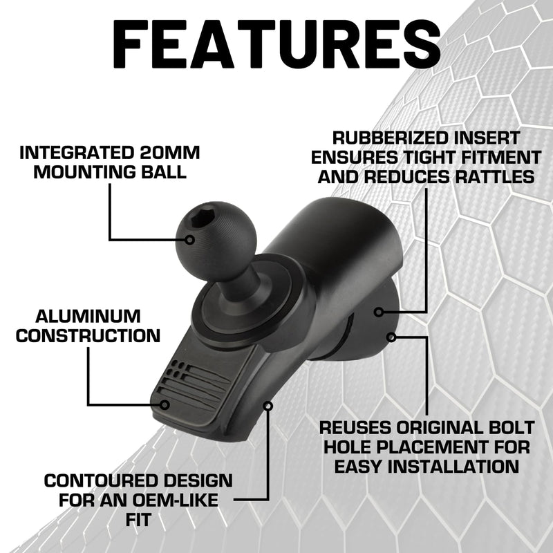Bulletpoint Mounting Solutions A-Pillar Device Mount with 20mm Ball Compatible with 2024+ Jeep Wrangler JL & 2024+ Jeep Gladiator