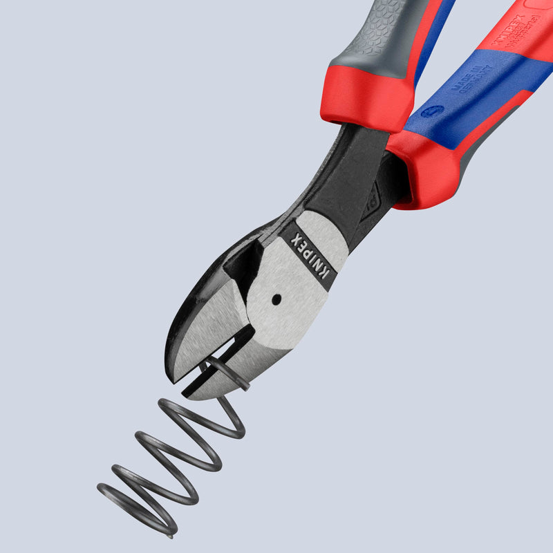 KNIPEX Tools - High Leverage Angled Diagonal Cutters, 12 Degree Angled, Multi-Component (7422200SBA), 8 inches